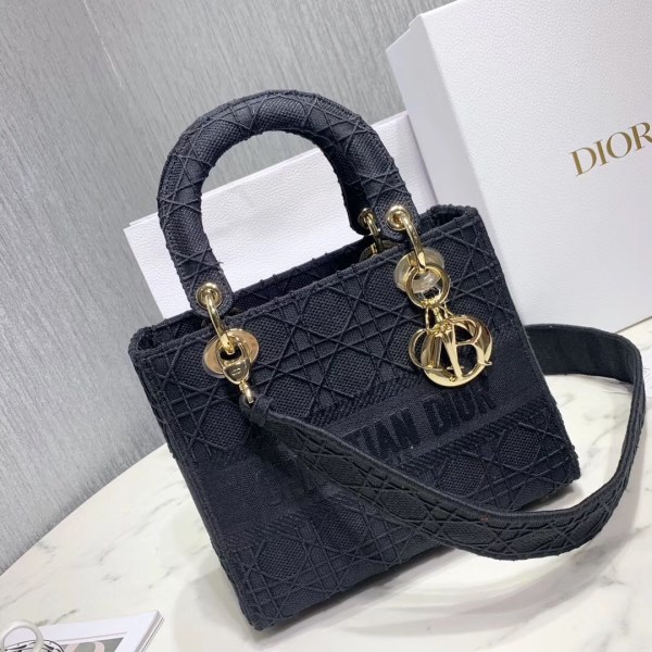 Dior 中型 Lady D-Lite 黑色刺繡帆布包 LV官方網,LV官網,LV官網包包,LV官網台灣,LV官網長夾,LV官網皮夾,LV包包