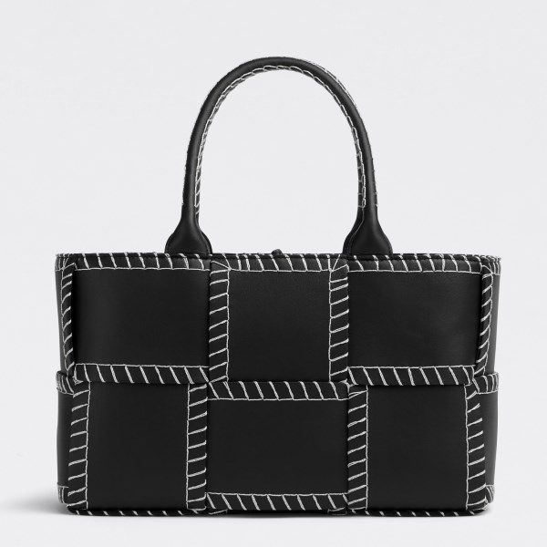 Bottega Veneta 黑色 Arco 小號托特包，白色包縫線 LV官方網,LV官網,LV官網包包,LV官網台灣,LV官網長夾,LV官網皮夾,LV包包