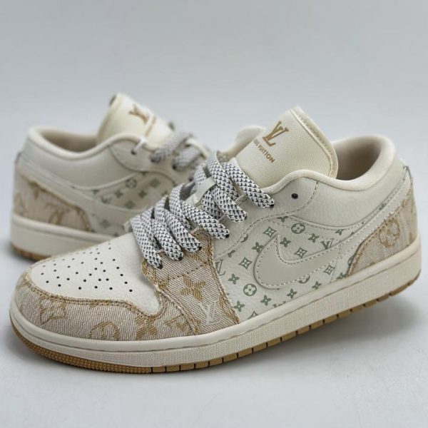 Air Jordan 1 Retro Low x Louis Vuitton 白色淺黃色牛仔布 LV官方網,LV官網,LV官網包包,LV官網台灣,LV官網長夾,LV官網皮夾,LV包包